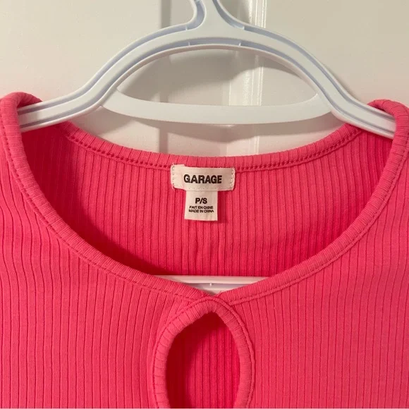 Garage Pink Ribbed Crop Top - Picture 2 of 3